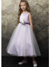 Lilac Satin Tulle Tea Length Flower Girl Dress